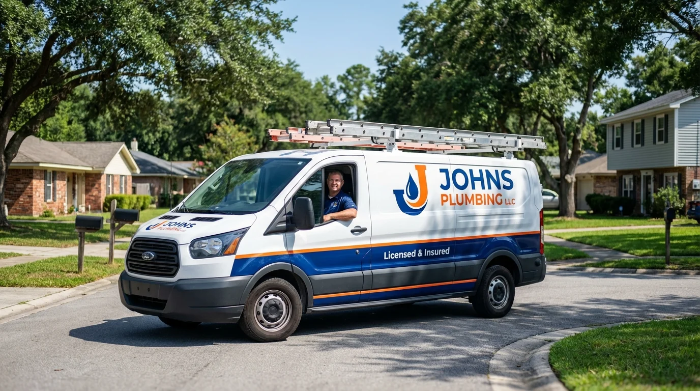 Johns Plumbing LLC service van in Sylvan Beach, NY