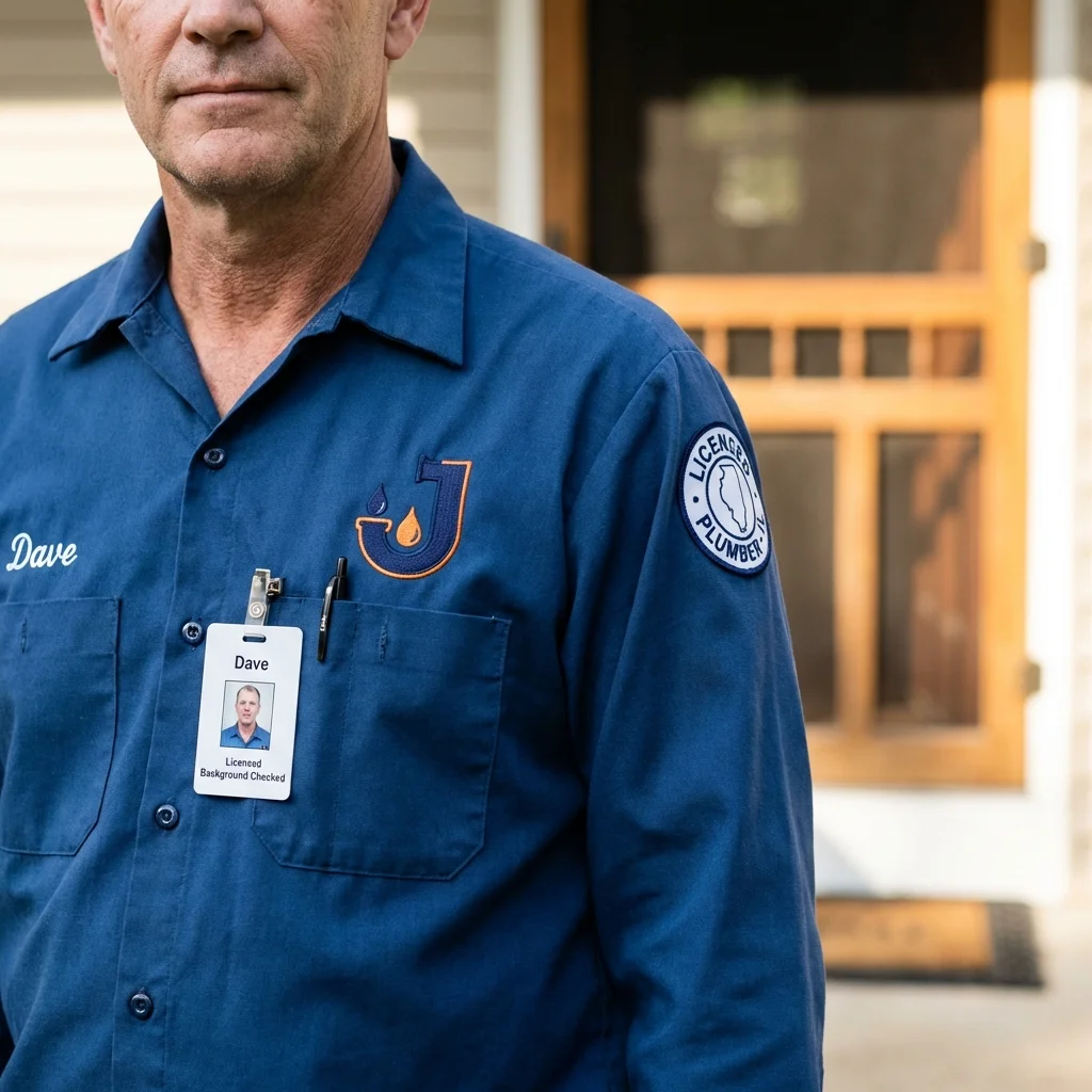Licensed plumber showing ID badge in Sylvan Beach, NY