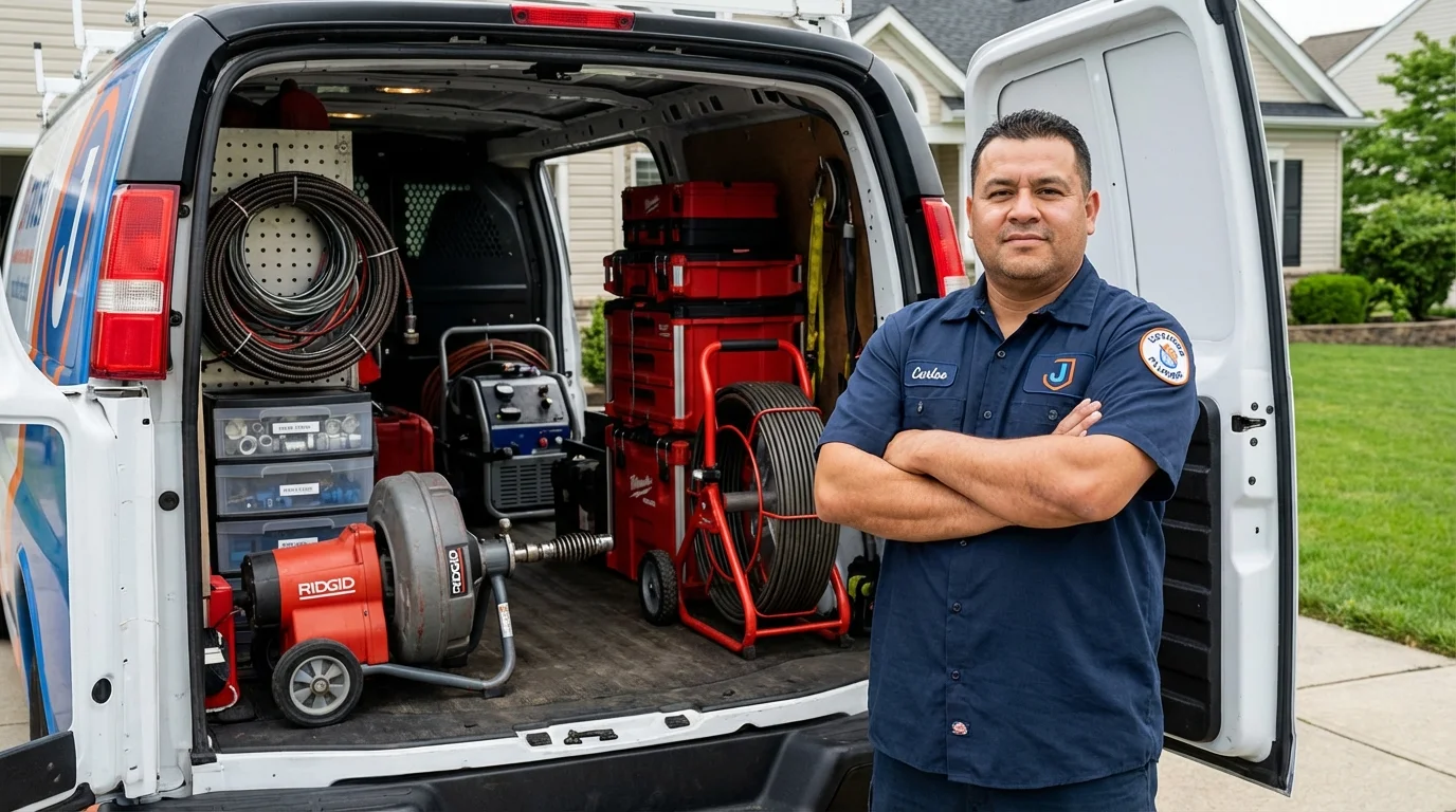 Professional drain cleaning equipment and Johns Plumbing LLC plumber in Sylvan Beach