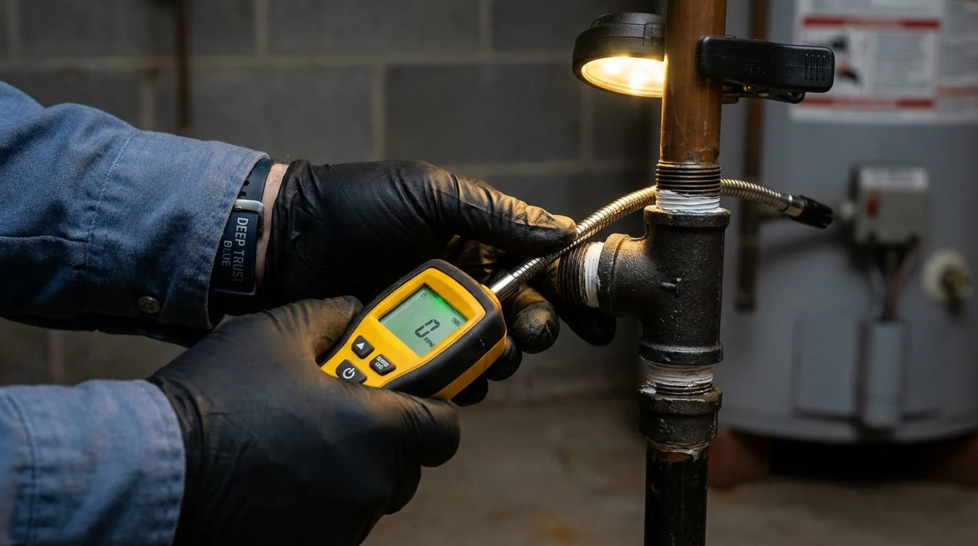 Gas leak detection with electronic sniffer by Johns Plumbing LLC in Sylvan Beach