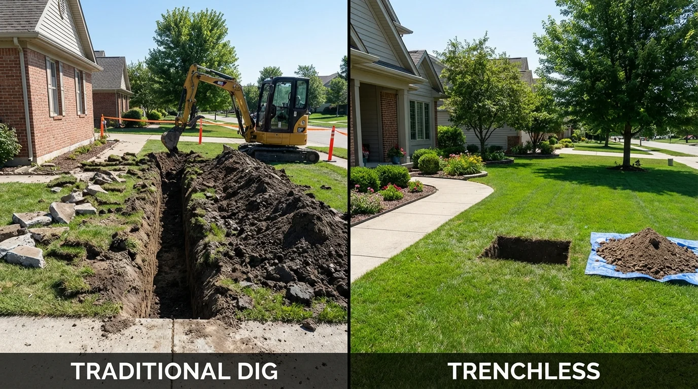Trenchless sewer repair with minimal yard damage versus traditional excavation in Sylvan Beach, NY